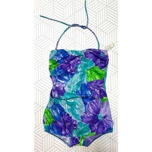 NWT Vintage 90s Christina Canada size 14 Modern 10 M/L Halter One Piece Swimsuit